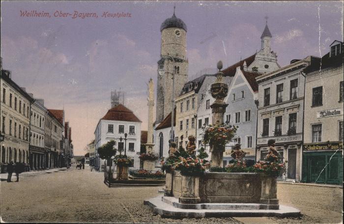 Weilheim Oberbayern Hauptplatz Brunnen