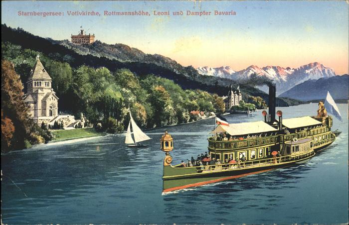 Starnberg Starnbergersee Bayern See Votiv Kirche Rottmannshoehe Leoni Dampfer Ba