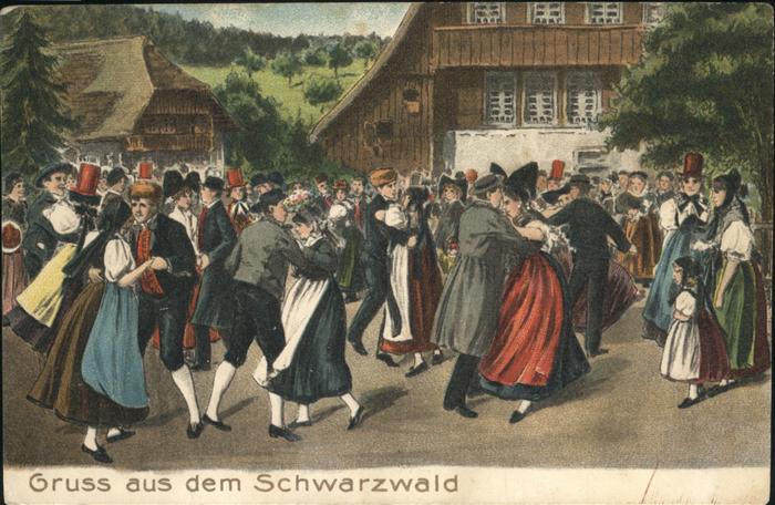 Schwarzwald Trachten Tanzen Prägedruck