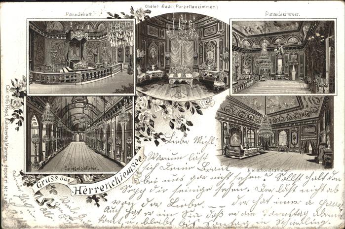 Herrenchiemsee Bayern Porzellanzimmer Paradebett Spiegelgalerie