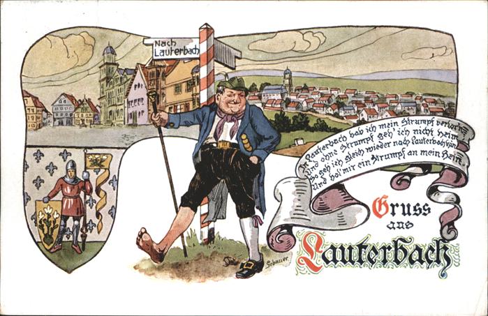 Lauterbach Hessen Wanderer Karrikatur