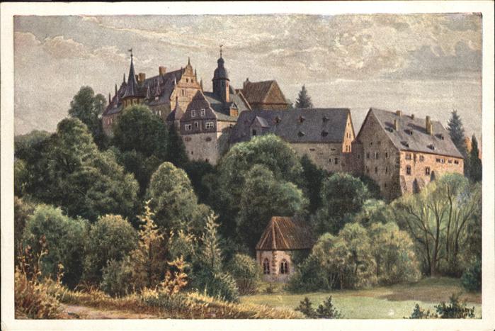 Lauterbach Hessen Schloß Eisenbach Künstlerkarte L. Lindg