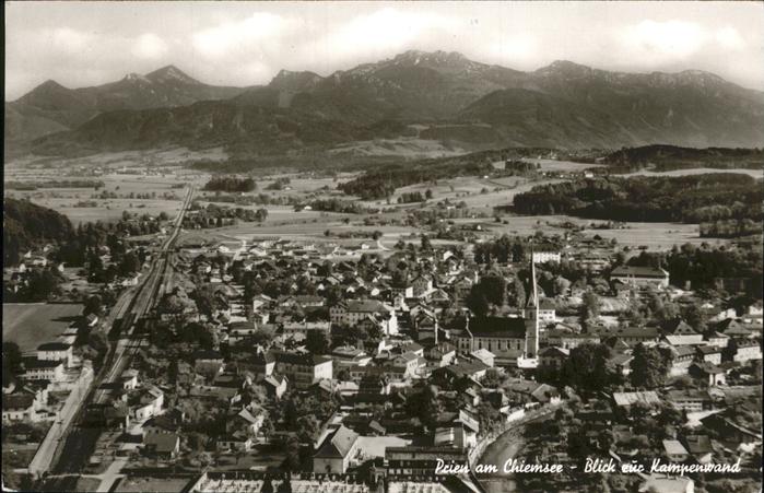 Prien Chiemsee Fliegeraufnahme Kampenwand