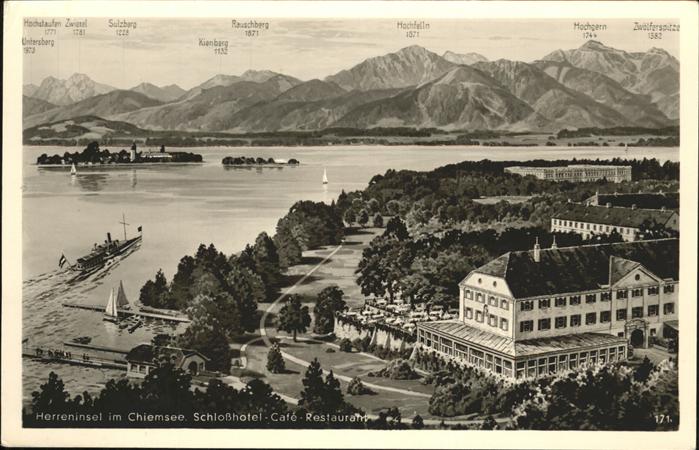 Chiemsee Bayern Herreninsel Schloss Hotel Cafe Restaurant Schiff