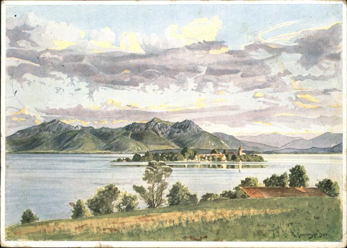 Fraueninsel Chiemsee Künstlerkarte Th. Kurringer