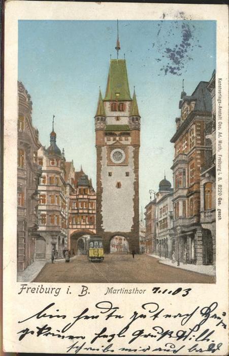 Freiburg Breisgau Martinstor Straßenbahn Goldfenster