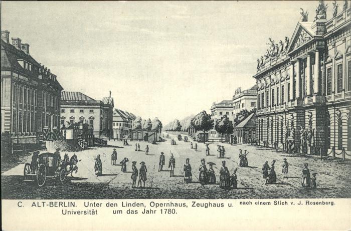 BERLIN  CITY Alt-Berlin UNter den Linden Zeughaus Universitaet um 1780