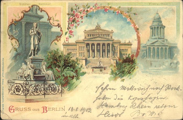 Berlin Schiller Denkmal Schauspielhaus Dom