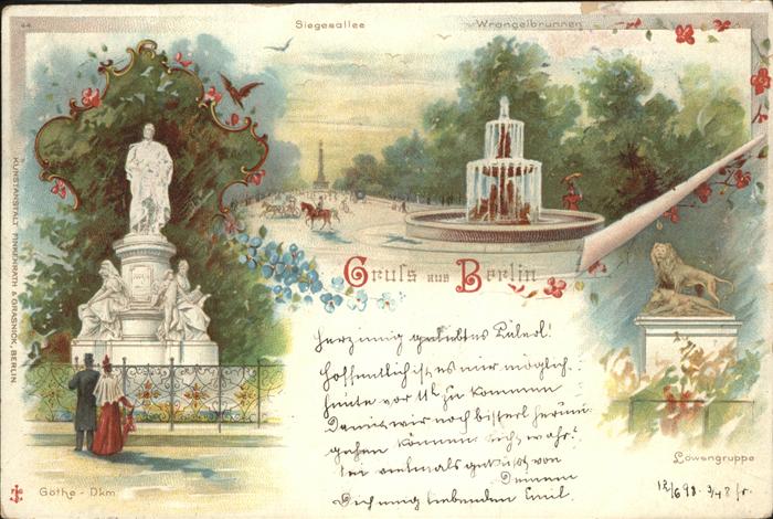 Berlin Siegesallee Wrangelbrunnen Goethe Denkm