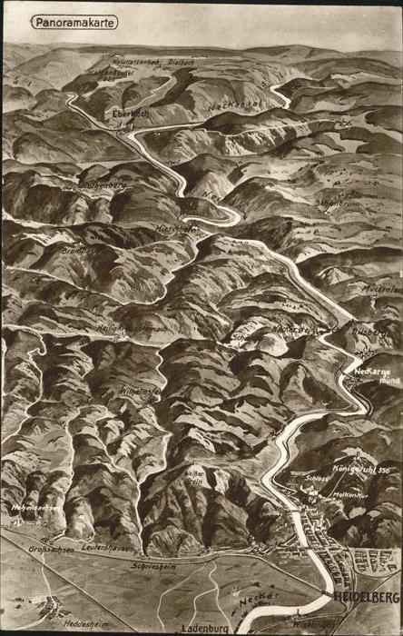 Heidelberg Neckar Panoramakarte