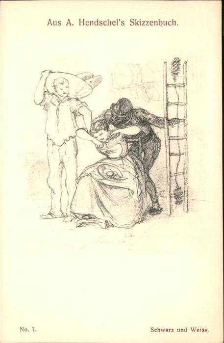 Kuenstlerkarte A Hendschels Skizzenbuch Schwarz und we