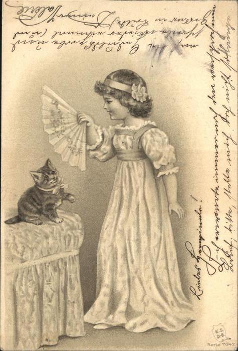 Katzen Mädchen Prägedruck