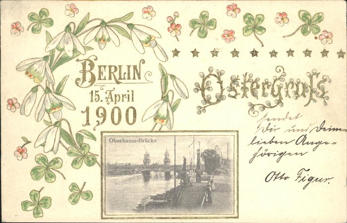 Berlin Oberbaum Brücke Blumen Ostergruss