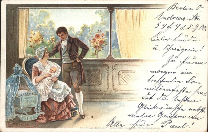 Kuenstlerkarte E Döcker Wiege Kind