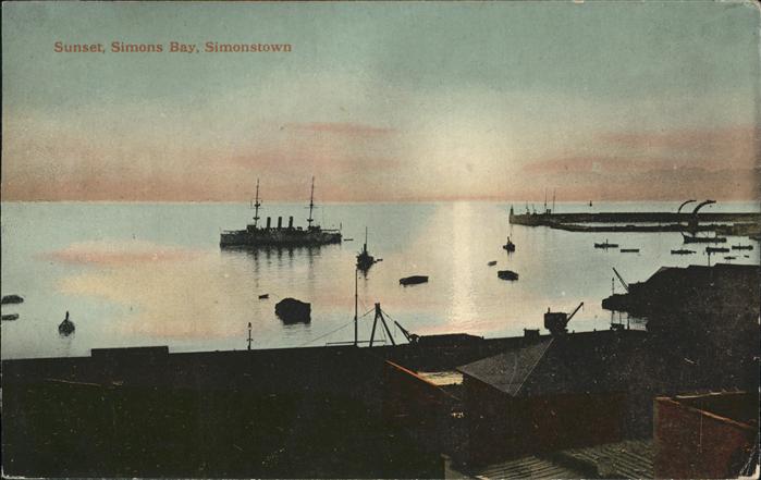 Simonstown Southafrica RSA Sunset Simons Bay Schiff