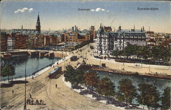 Amsterdam Niederlande Damrak Strassenbahn Brücke