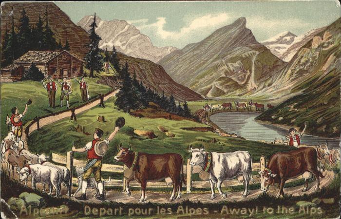 Landwirtschaft Kühe Schafe Prägedruck