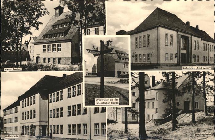 Johanngeorgenstadt Kulturhaus Karl Marx Wegweiser Postamt