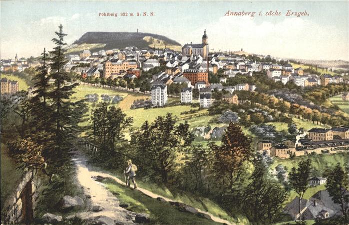 Annaberg-Buchholz Erzgebirge Pöhlberg Wanderer, Wanderweg