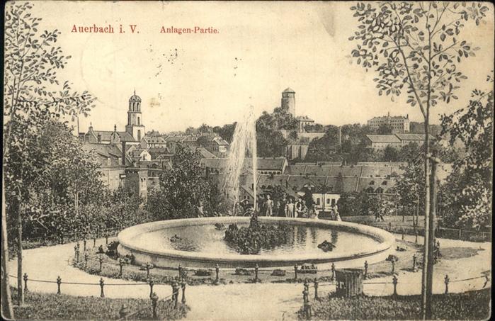 Auerbach Vogtland Anlagen-Partie Springbrunnen