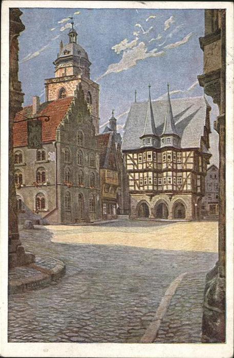 Alsfeld Marktplatz Aquarell v. K. Lindegreen
