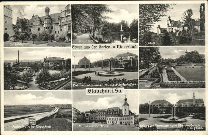 Glauchau Bahnof Finanzamt, Rathaus, Schloß, Grün