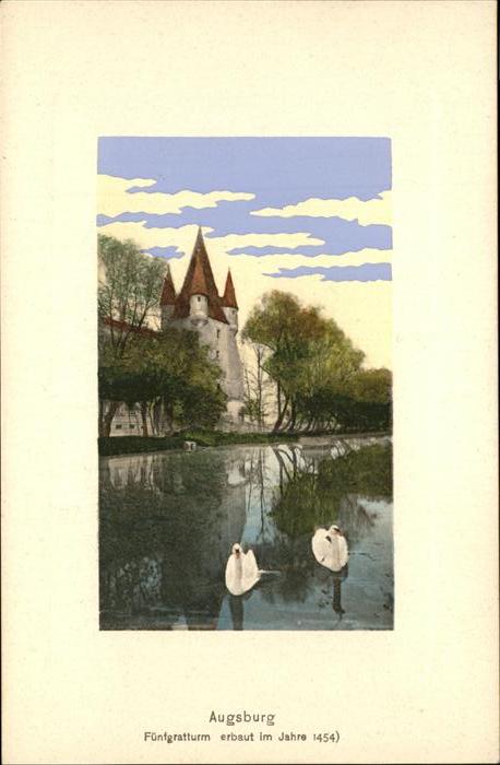 AUGSBURG  CITY Fuenfgratturm Teich Schwaene
