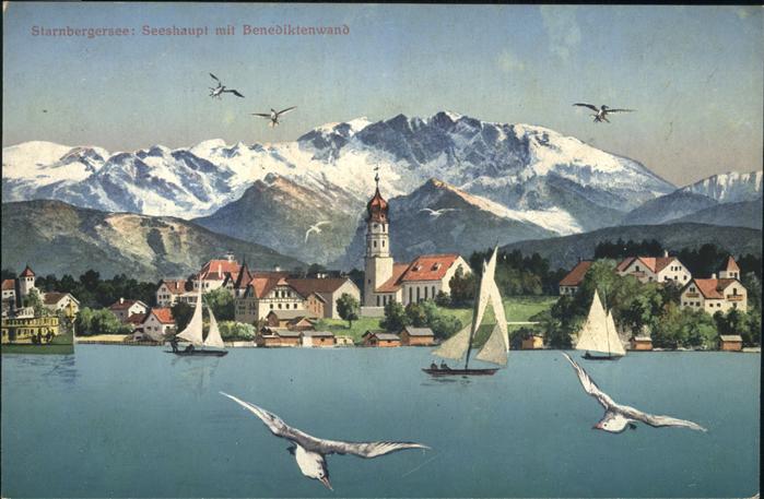 Starnbergersee Seeshaupt Benediktenwand Möwen