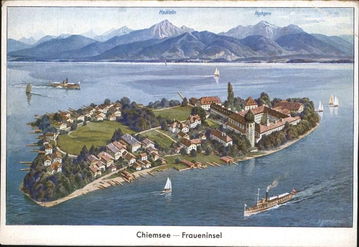 Chiemsee Bayern Fraueninsel Schiffe Segelboote