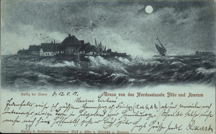 Amrum Föhr Hallig bei Sturm Segelboot Nacht M