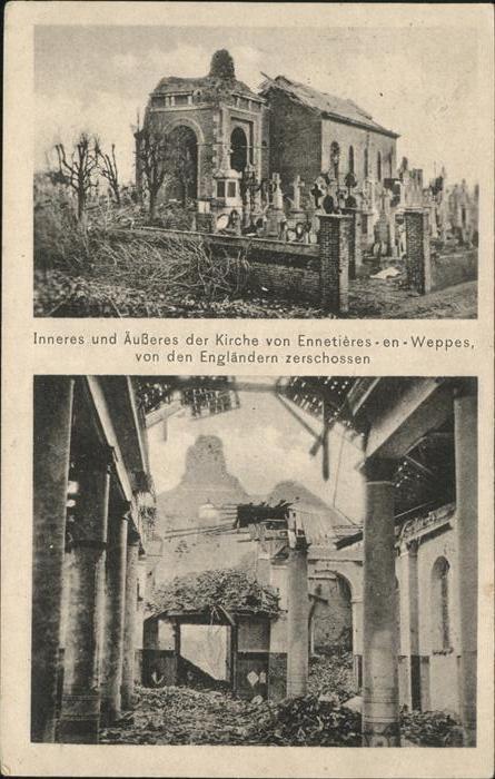 Ennetieres-en-Weppes Kirche zerstört