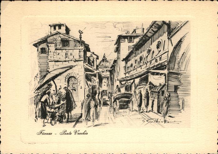 Firenze Florenz Ponte Vecchio Künstlerkarte