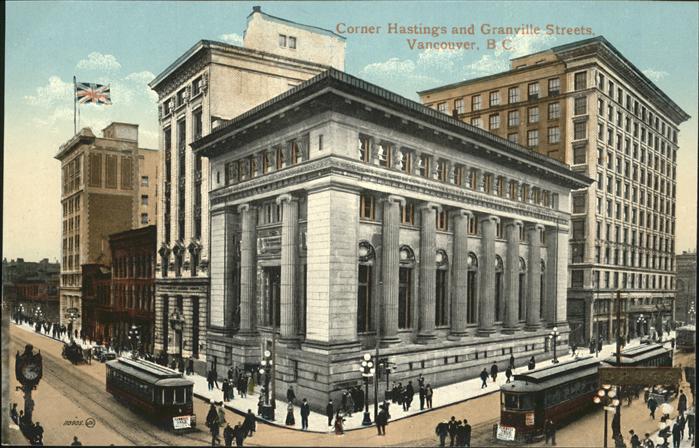 Vancouver British Columbia Conrer Hastings Granville Streets Strassenbahn