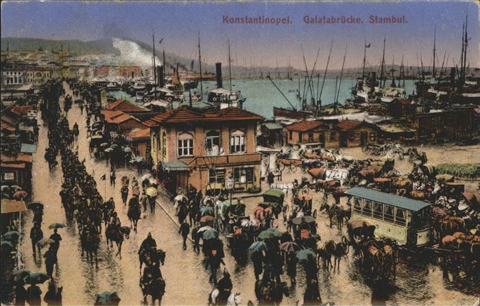 Konstantinopel Konstantinople Galatbruecke Stambul Kutschen Hafen