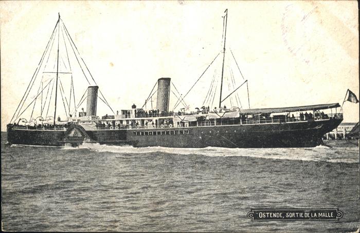 Dampfer Seitenrad Ostende Sortie de la Malle