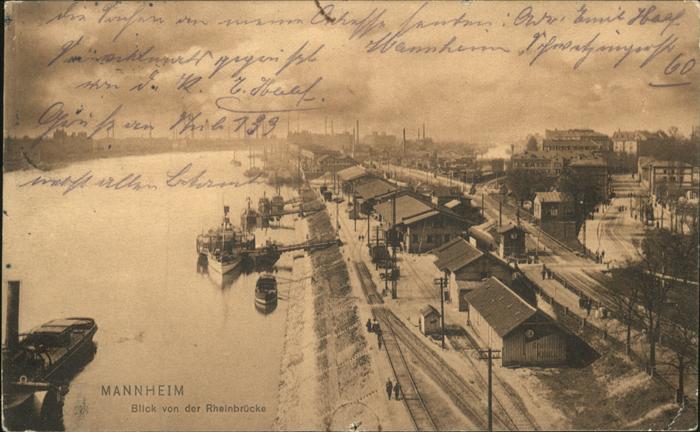 MANNHEIM BW Rheinbruecke Soldatenkarte Schiff