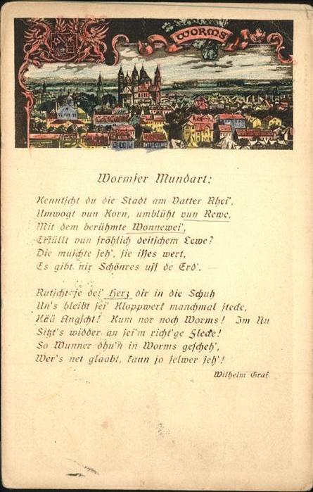 Worms Wormser Mundart Spruch Wilhelm Graf