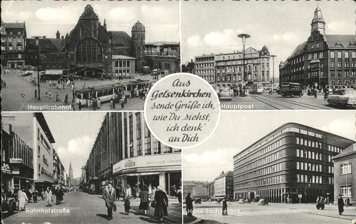 GELSENKIRCHEN NRW Hauptpost Hans Sachs Haus Bahnhofstrasse Hauptbahnhof Strassen