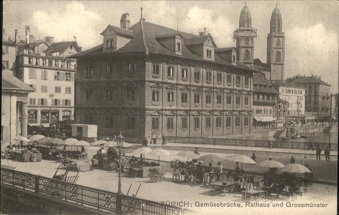 Zuerich Gemuesebruecke Rathaus Grossmuenster