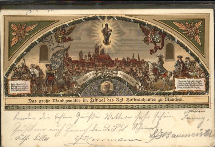 Muenchen Wandgemälde im Festsaal Kgl. Hofbräuhau