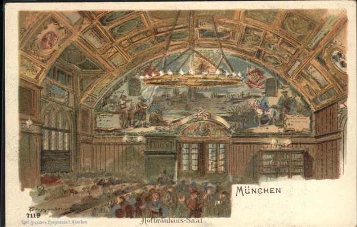 Muenchen Künstlerkarte Hofbräuhaussaal