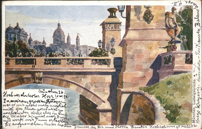 Muenchen Ludwigsbrücke Künstlerkarte