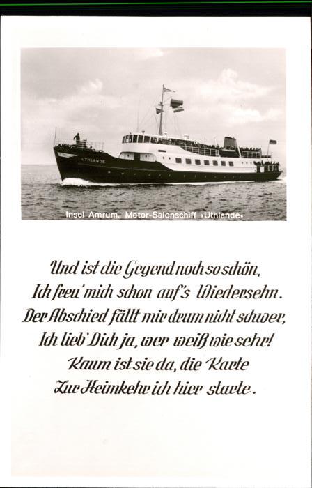 Schiffe Ships Navires Uthlande Amrum Gedicht