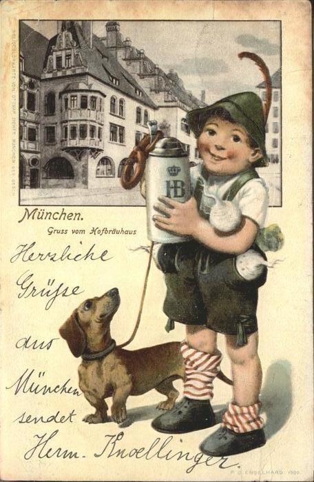 Hofbraeuhaus Muenchen Bier Dackel Kind Tracht