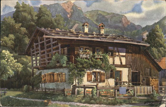 OBERSTDORF Bayern Kuenstlerkarte Trettachhaeusel