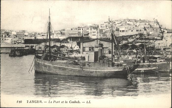 Tanger Tangier Tangiers Port et la Casbah Hafen Schiff