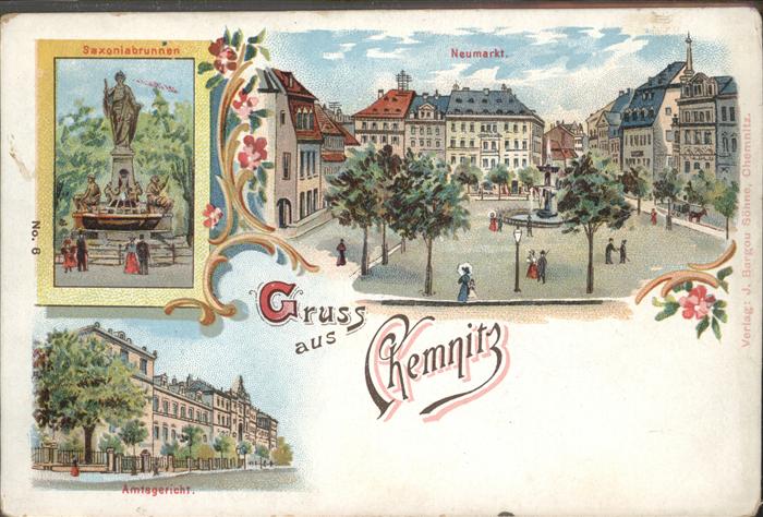 Chemnitz Saxoniabrunnen Neumarkt Amtsgericht