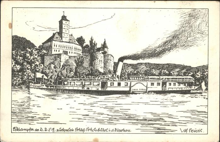 Wachau Oesterreich Eildampfer Schloss Schönbühel Zeichnung