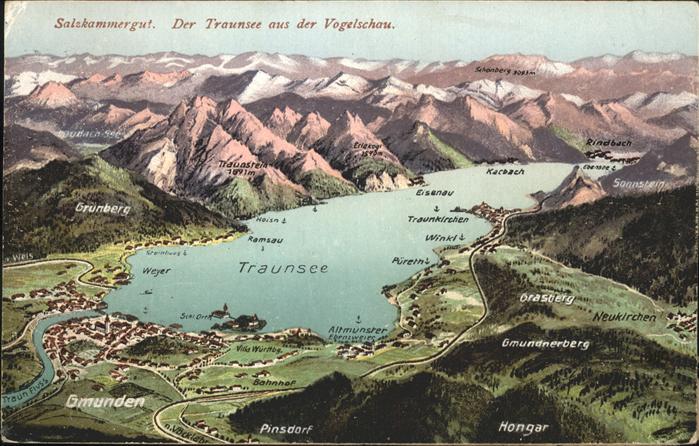 Traunsee Vogelschau Gmundnerberg Honger Pinsdorf
