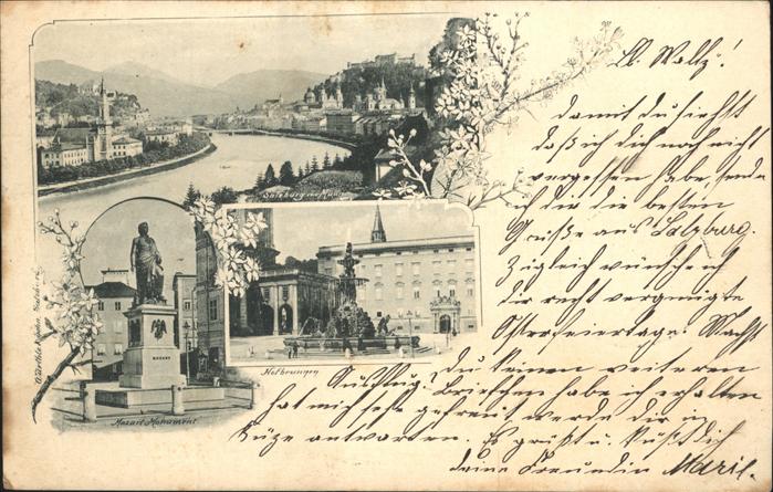 Salzburg Oesterreich Hofbrunnen Mozartmonument